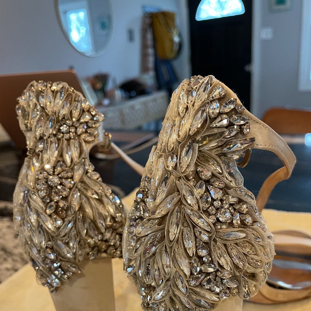Badgley Mischka RARE 'Seina' Ever After Collection, Bridal Nude Heel Size 10